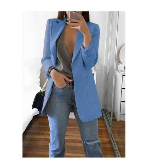 Autumn Women Casual Slim Blazers Suit Jacket Fashion Lady Office Suit | Blue Charlie