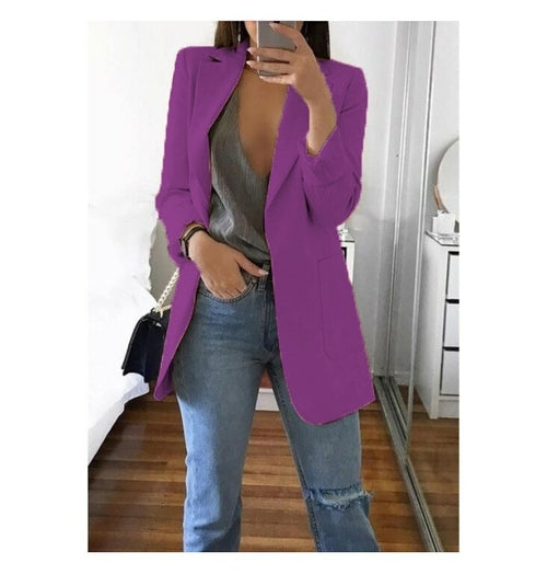 Autumn Women Casual Slim Blazers Suit Jacket Fashion Lady Office Suit | Blue Charlie