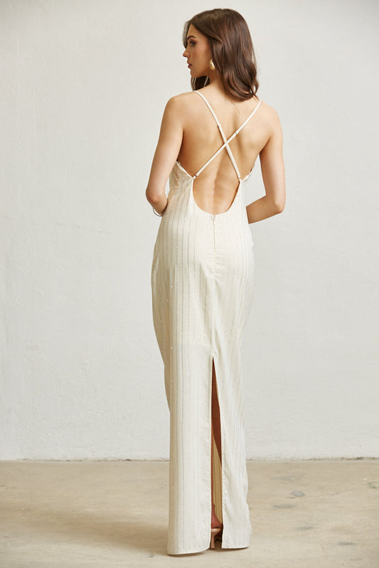 Adan Satin Cowlneck Gown Dress