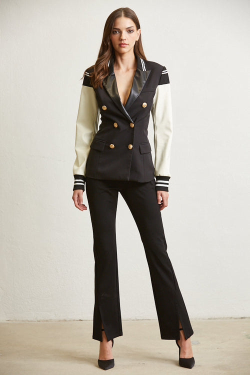 Long Sleeve Lapel Blazer for Women | White Amphitryon