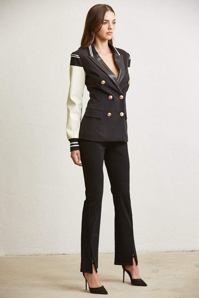 Long Sleeve Lapel Blazer for Women | White Amphitryon