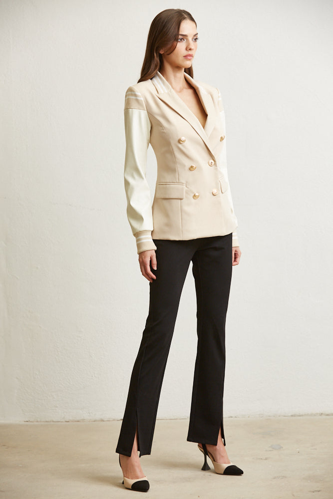 Long Sleeve Lapel Blazer for Women | White Amphitryon