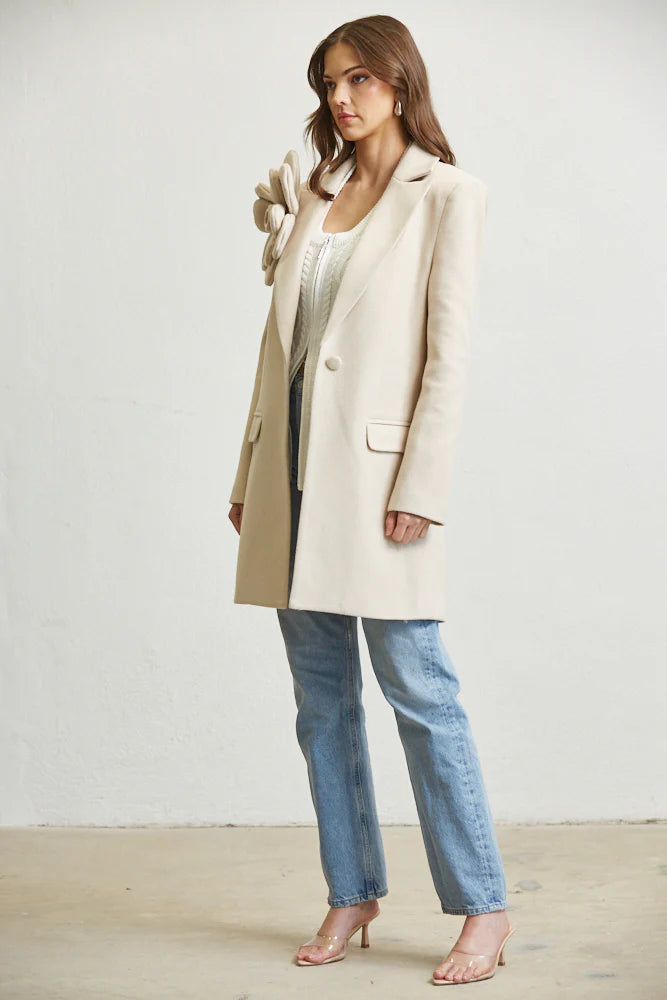 Women's Mid Length Coat by Rose Paulino | White Amphitryon