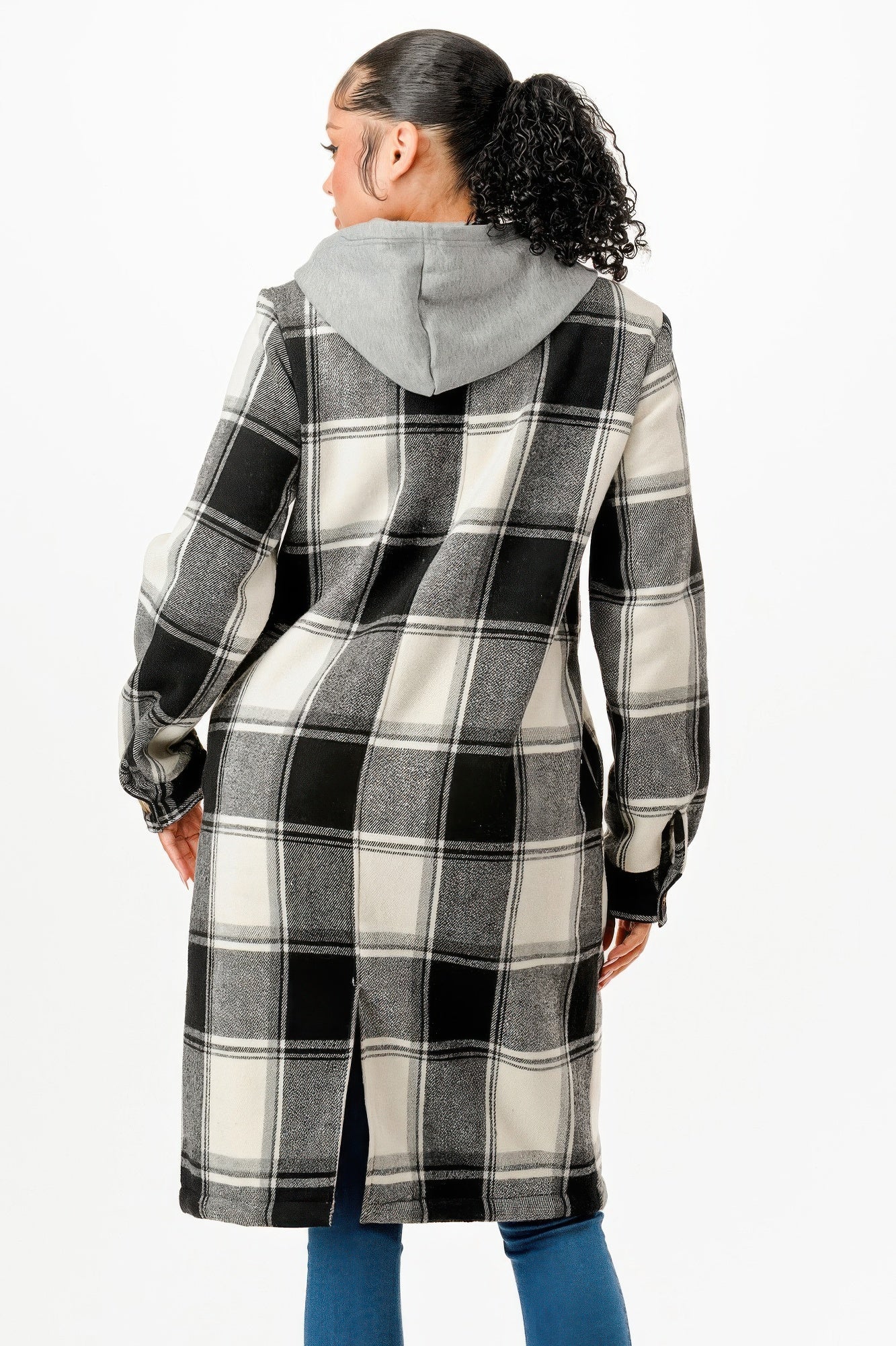 Hooded Plaid Coat | Coral Vanilla