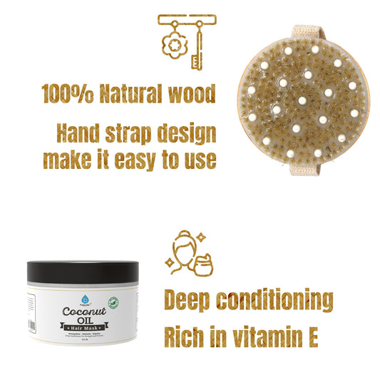 Hair Care and Massage Bundle: Bath Brush and Rubber Massager with