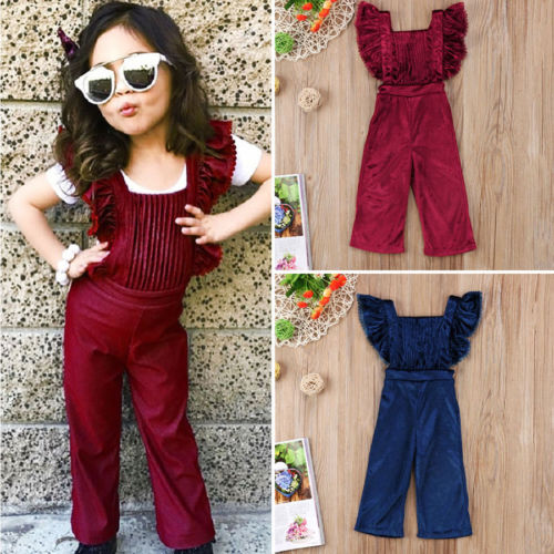 Fashion Toddler Kids Girls Velvet Bib Pants
