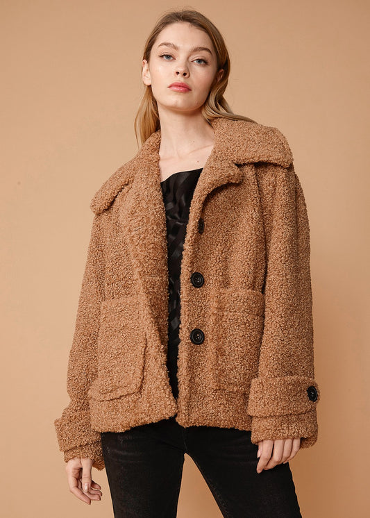 Women's Shearling Coat in Brown | Lemon Hera