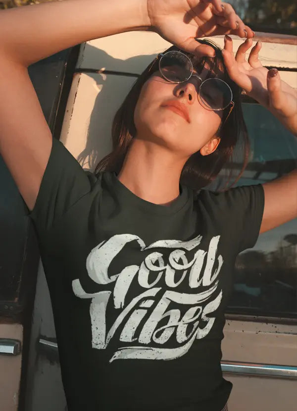 Good Vibes Women T-shirt – Super Soft 100% Cotton, Direct-to-Fabric Print, Maximum Fit | Scorpius