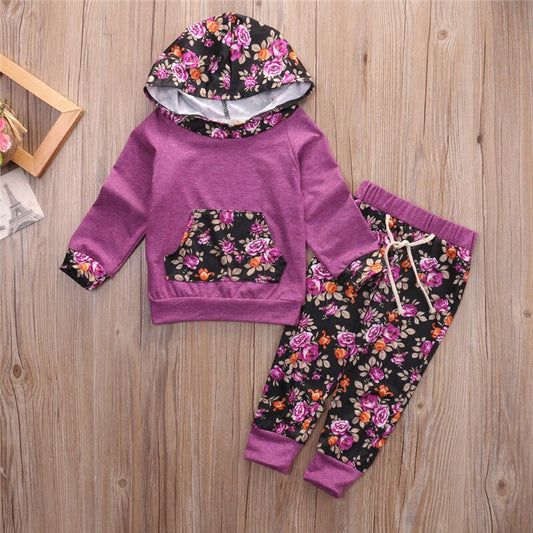 Hot Toddler Hooded Top Kids Baby Girls Tracksuit