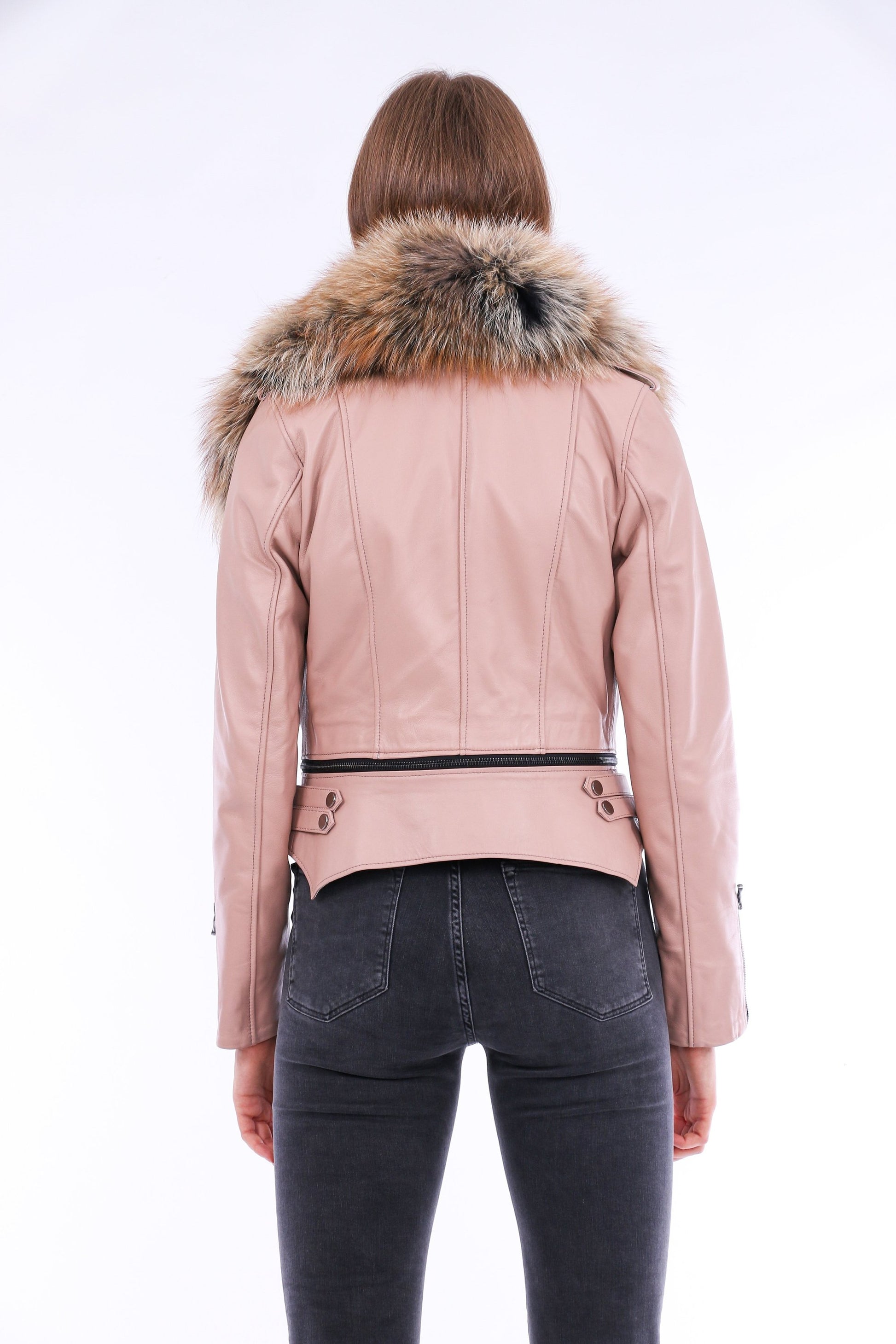 Buttagi Leather Biker Jacket - Pink | Sangria Iapetus