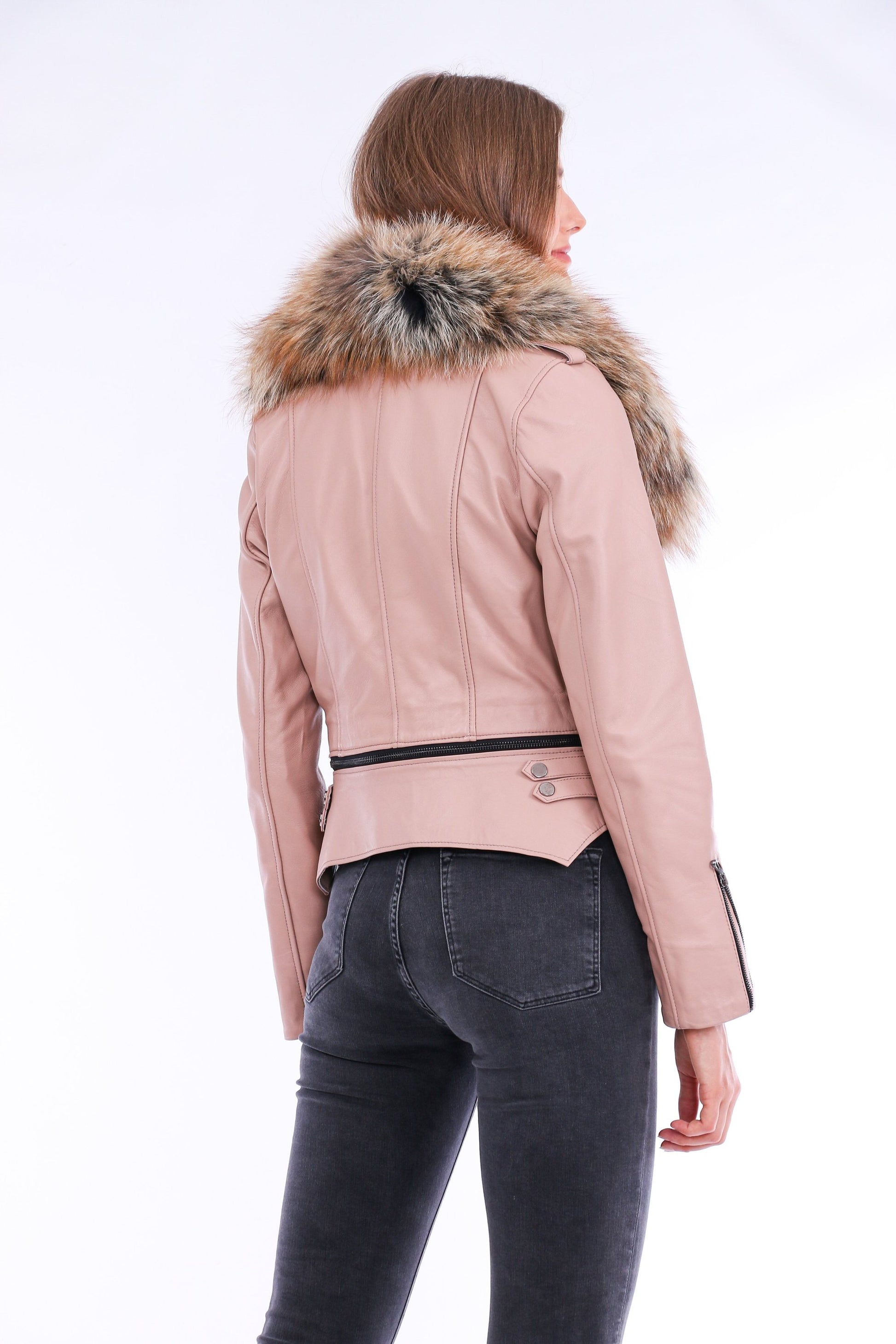 Buttagi Leather Biker Jacket - Pink | Sangria Iapetus