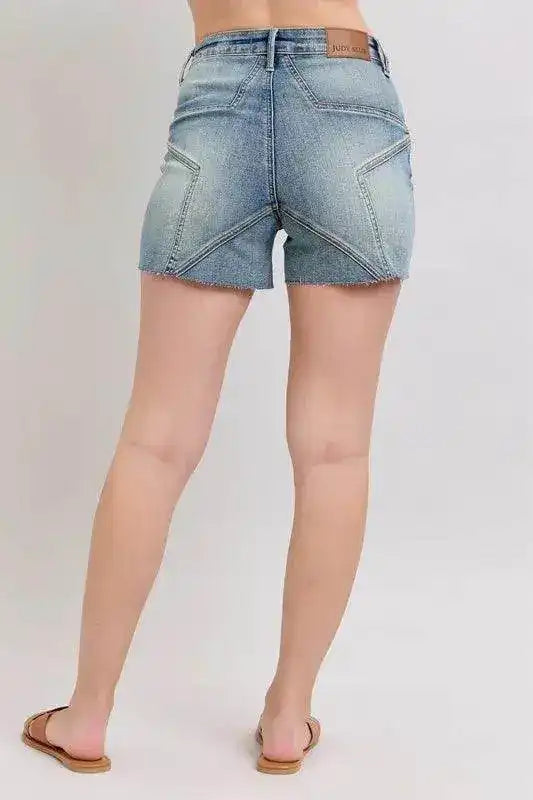 Judy Blue High Waist Star Seam Detail Denim Shorts 150322