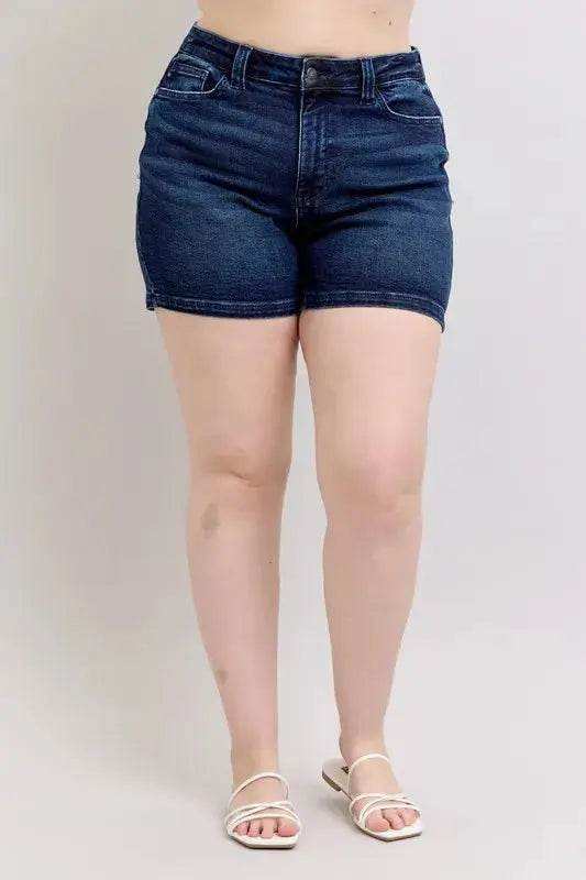 Judy Blue Plus Size High Waist Back Flap Pocket Denim Shorts 150304