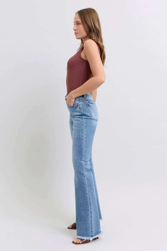 Judy Blue Raw Hem High Rise Bootcut Jeans 82486