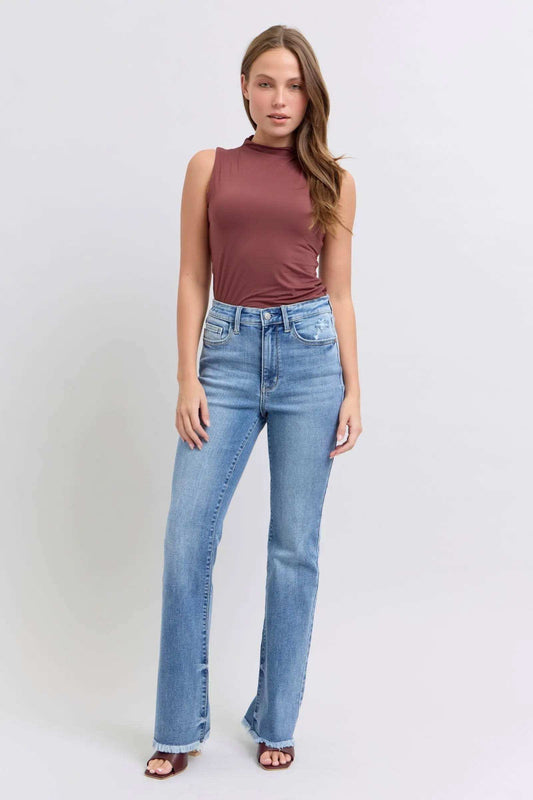 Judy Blue Raw Hem High Rise Bootcut Jeans 82486