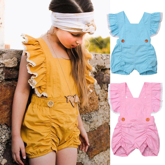 Lovely Kids Baby Girls Summer Bodysuits Ruffles