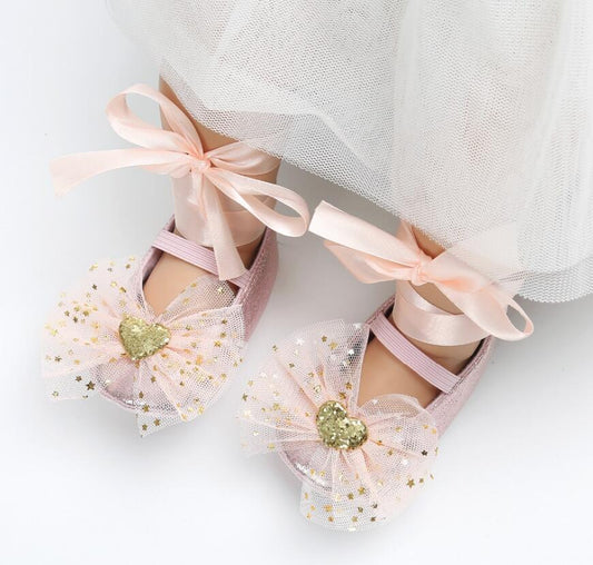 New baby Princess shoes Lace big bow soft sole 0