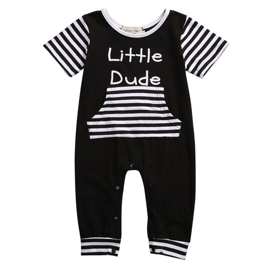 Newborn Baby Boys Kids Letters Stripes Rompers