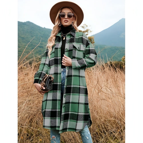 Coat Side Slit Lapel Loose Wool Women Jacket | Carmine Juneberry