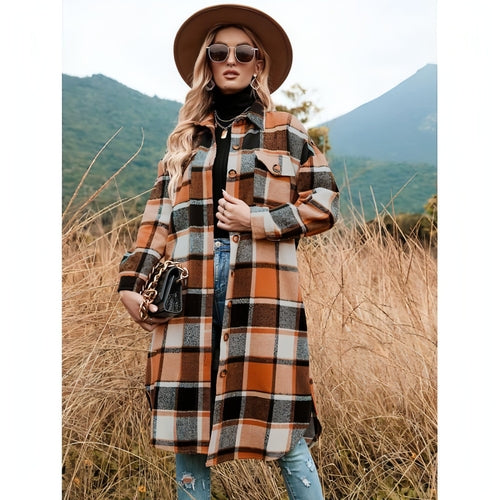 Coat Side Slit Lapel Loose Wool Women Jacket | Carmine Juneberry