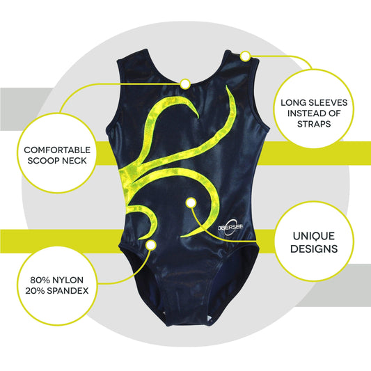 O3GL039 Obersee Girls Gymnastics Leotard One-Piece Athletic Activewear
