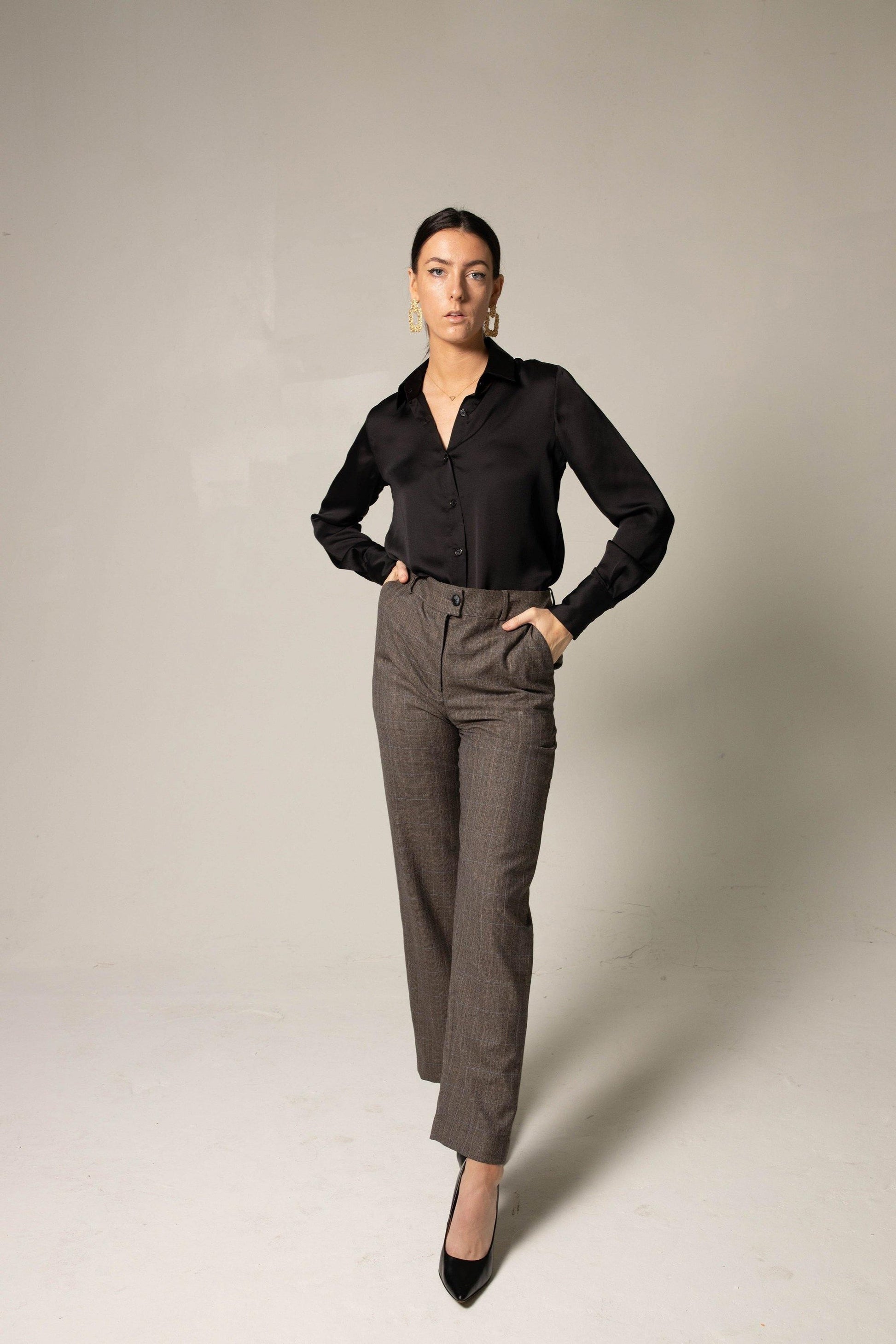 Womens Straight Leg Wool Pants – Tailored Wool Trousers | Mauve Daisy