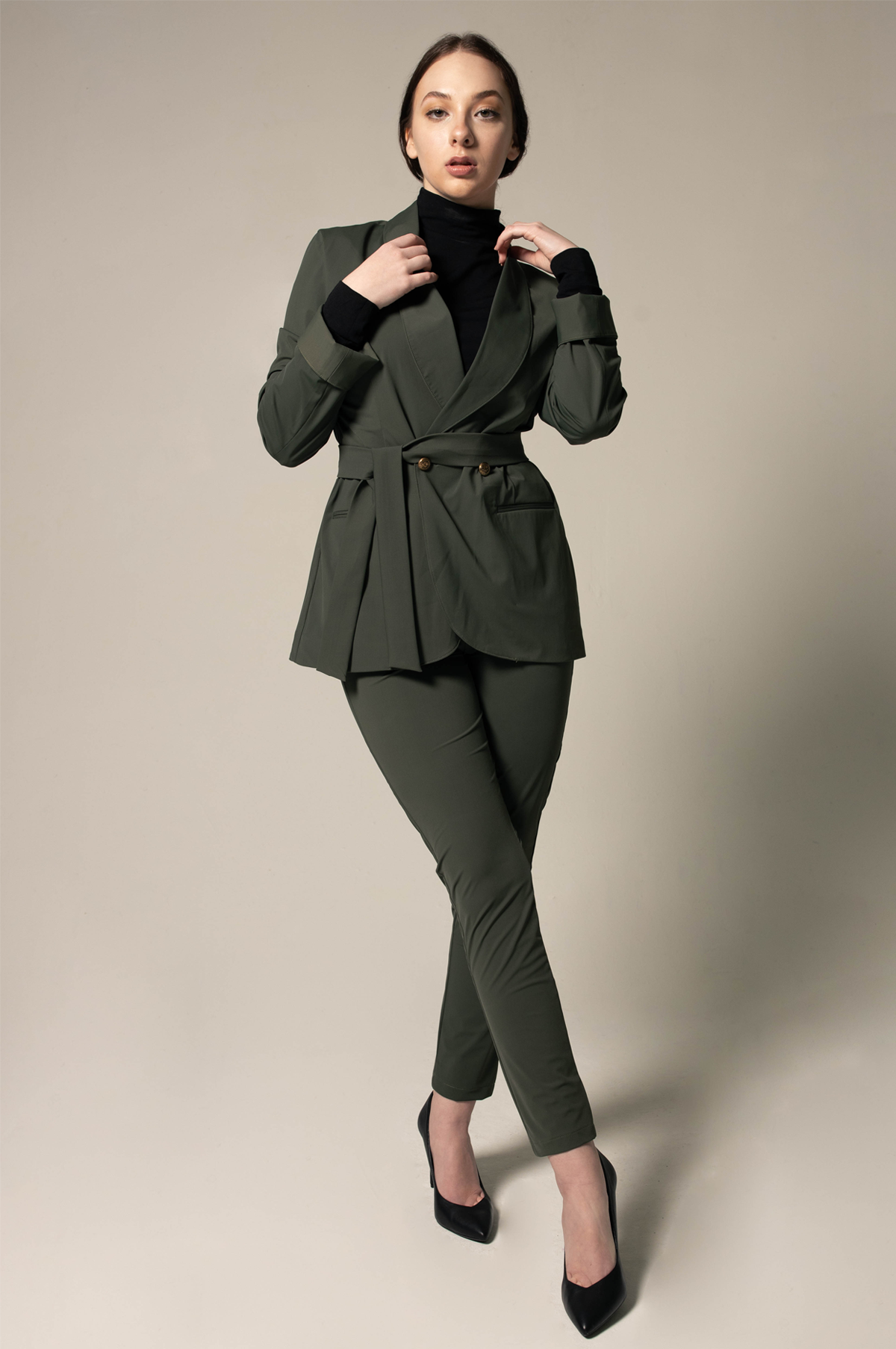 Women's Olive Blazer with Front Buttons – Tailored Blazer for Women | Mauve Daisy