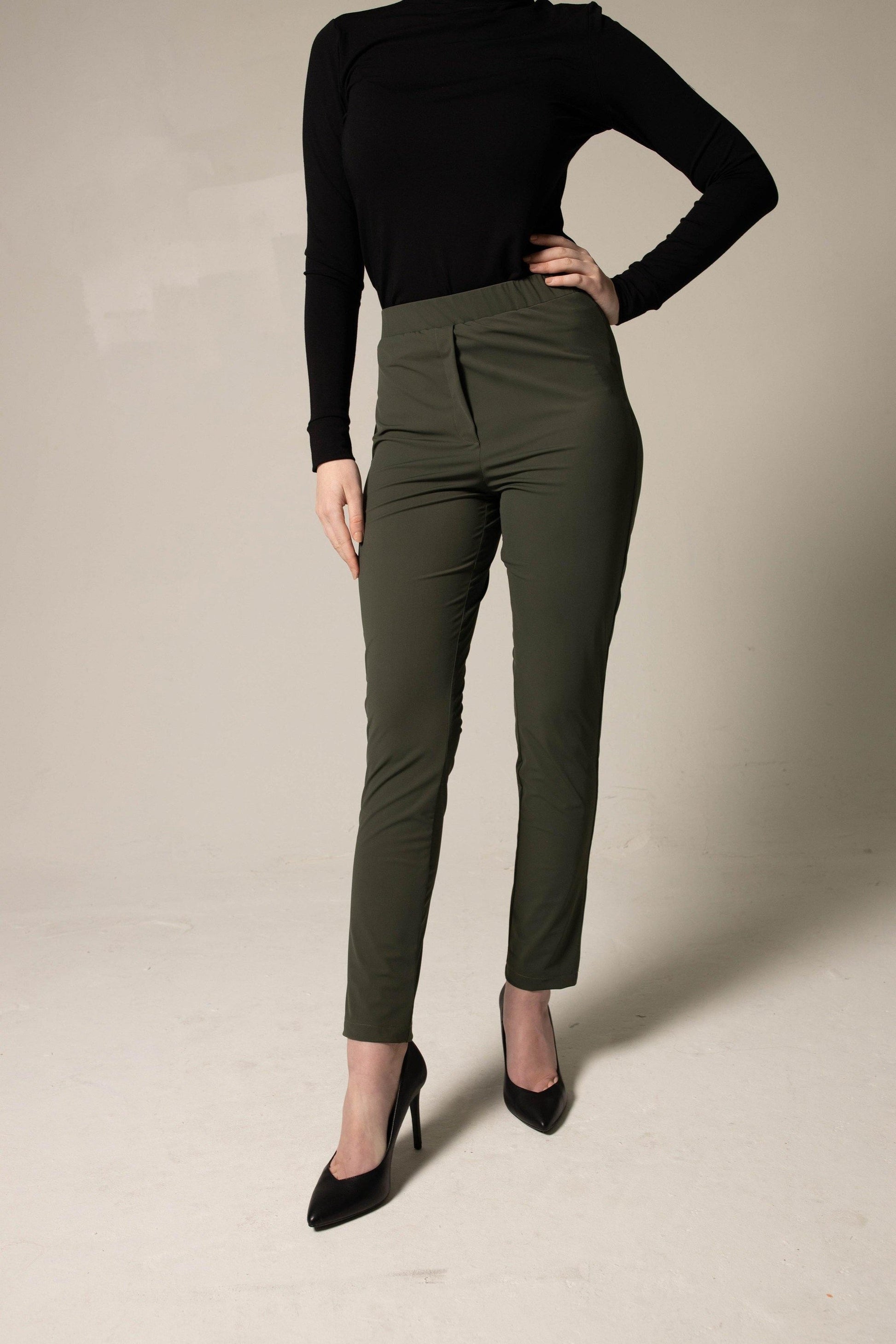 Olive Skinny Pants Womens Trousers | Mauve Daisy