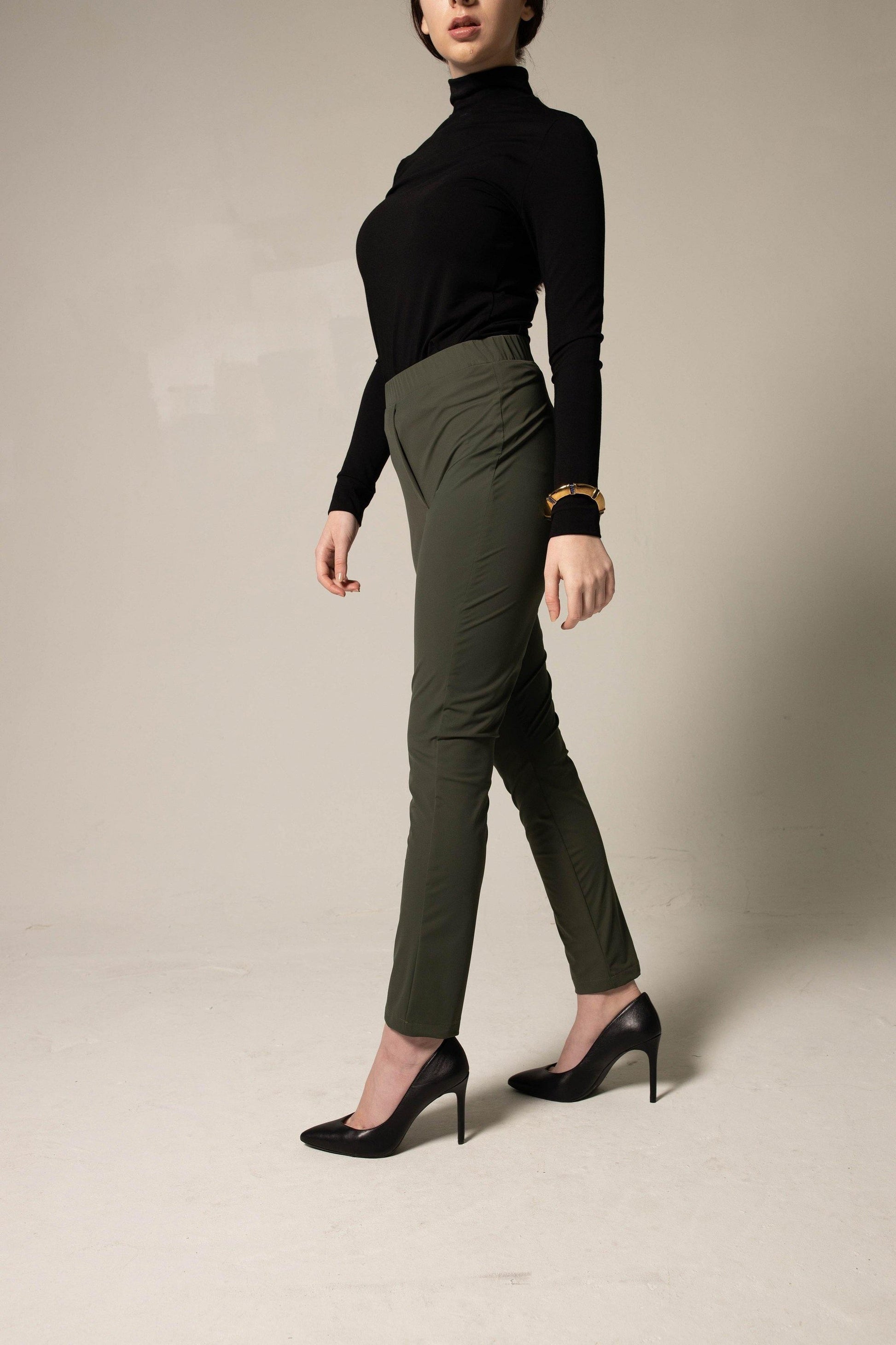 Olive Skinny Pants Womens Trousers | Mauve Daisy