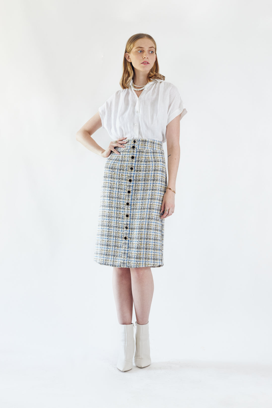 Luxe Plaid Tweed Pencil Skirt – Women’s Chic Tweed Skirt | Mauve Daisy