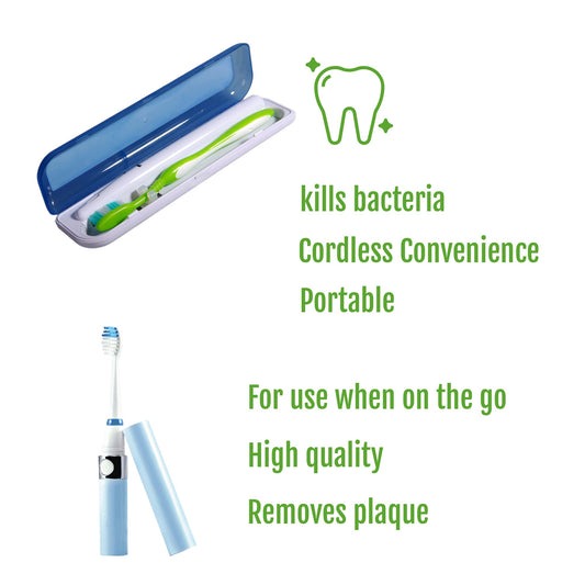 Travel Oral Care Essentials Bundle: Portable UV Toothbrush Sanitizer &
