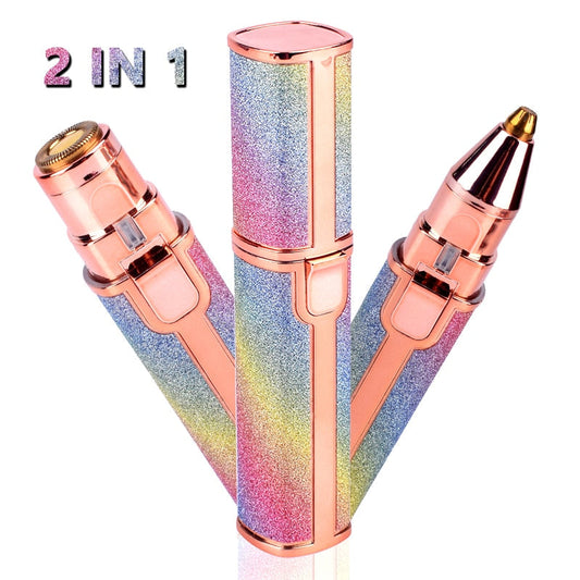 2 in 1 Electric Eyebrow Trimmer Makeup Painless Eye Brow Epilator Mini