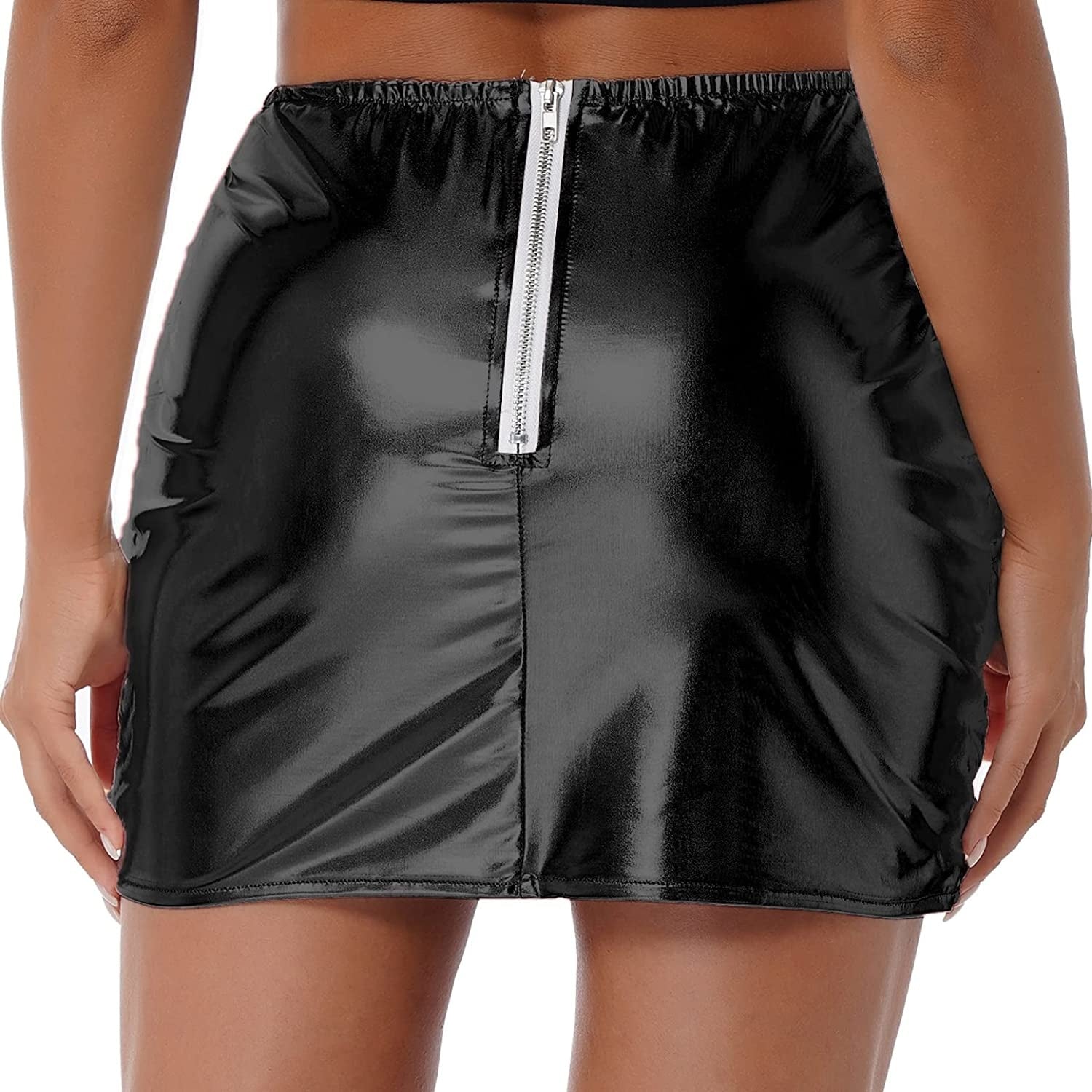 Womens Metallic Shiny Skirts Winter Warm A-Line Mini Skirt | Red Iphigenia