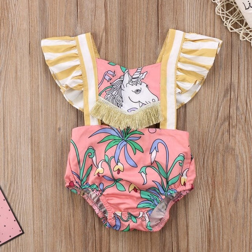 Toddler Bodysuits Kid Baby Girls Unicorn Backless