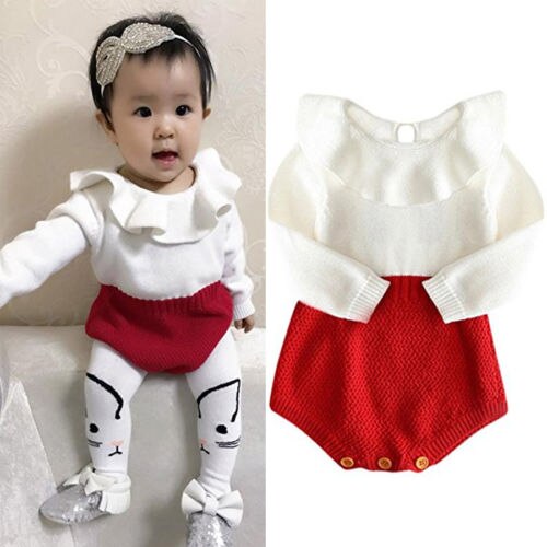 US Stock Newborn Bodysuits Baby Girl Wool Blend