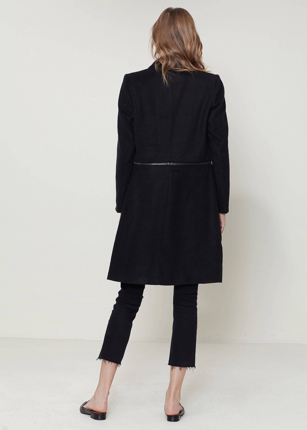 Women's Wool-blended Open Front Jacket In Black | Lemon Hera