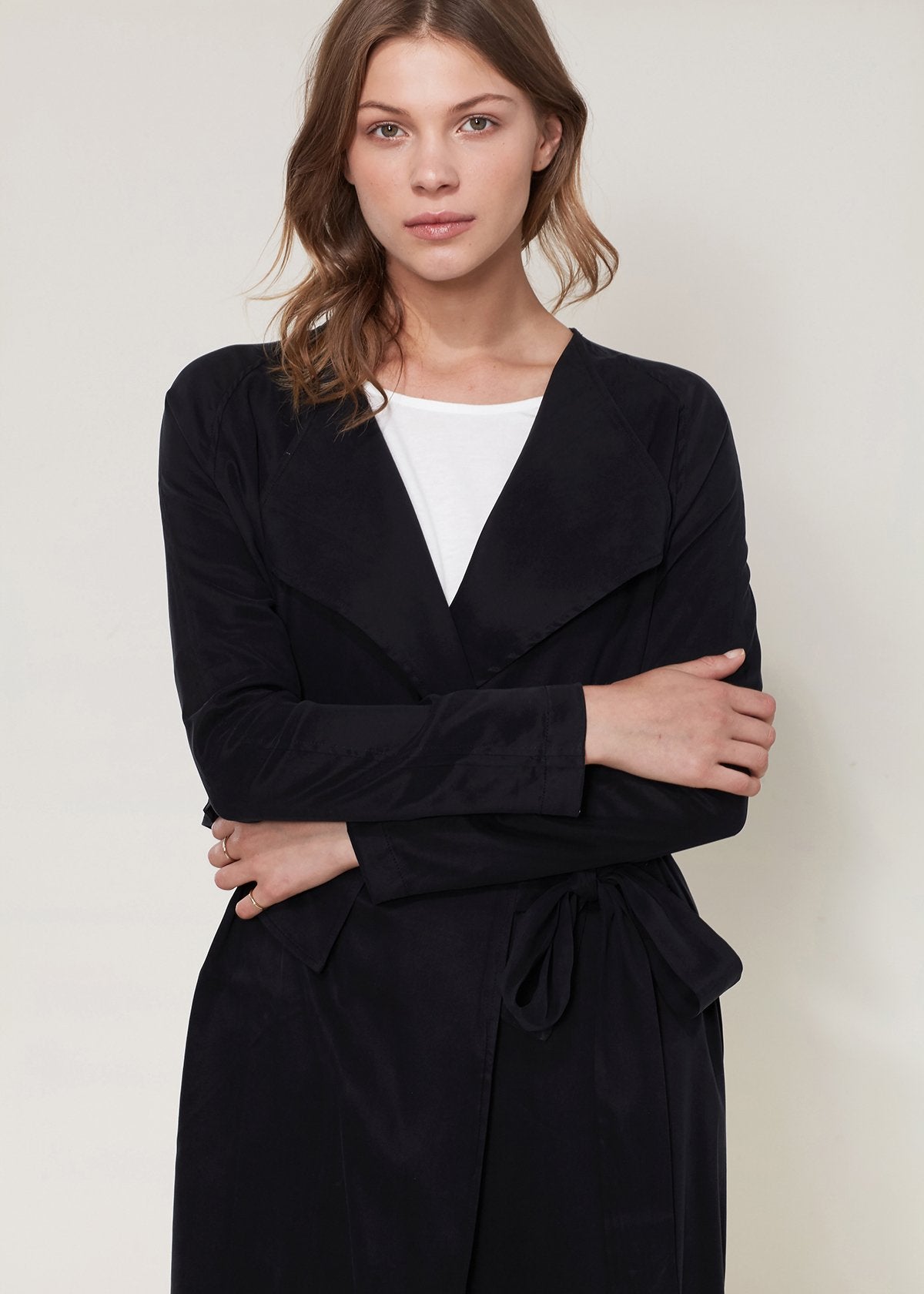 Women's Wrap Trench Coat In Black | Lemon Hera