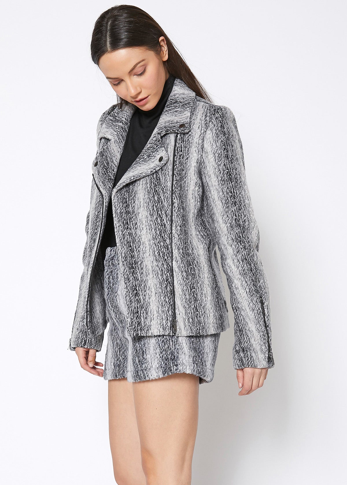 Women's Brushed Wool Moto Jacket | Lemon Hera