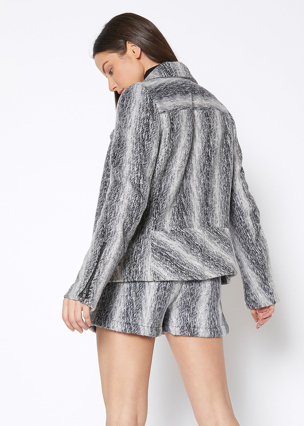 Women's Brushed Wool Moto Jacket | Lemon Hera