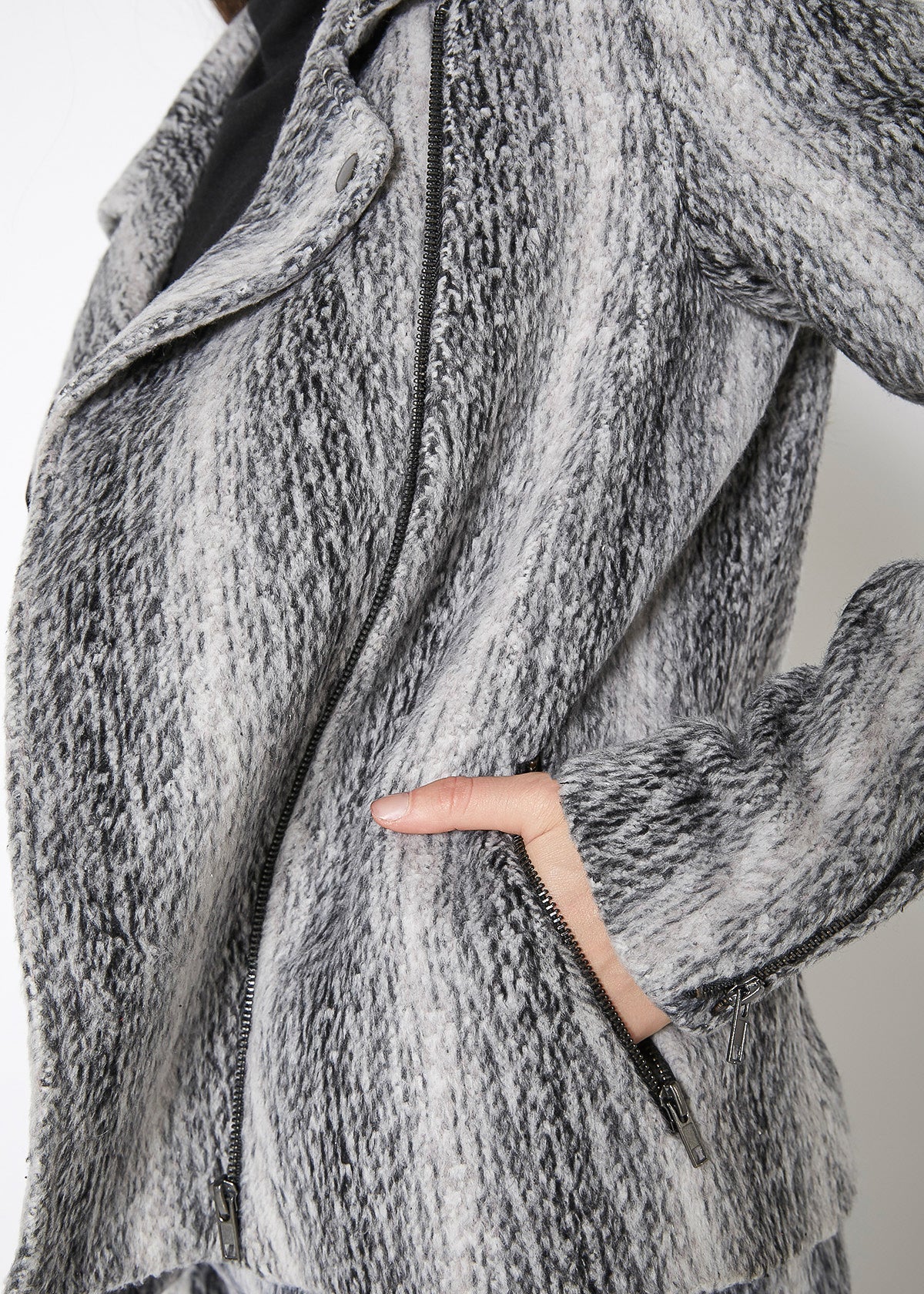 Women's Brushed Wool Moto Jacket | Lemon Hera