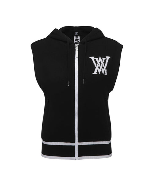 ANEW Golf: Women Logo Point Hoodie Vest - Black | Amethyst Lucy