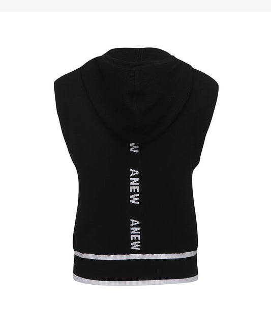 ANEW Golf: Women Logo Point Hoodie Vest - Black | Amethyst Lucy