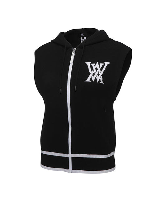 ANEW Golf: Women Logo Point Hoodie Vest - Black | Amethyst Lucy