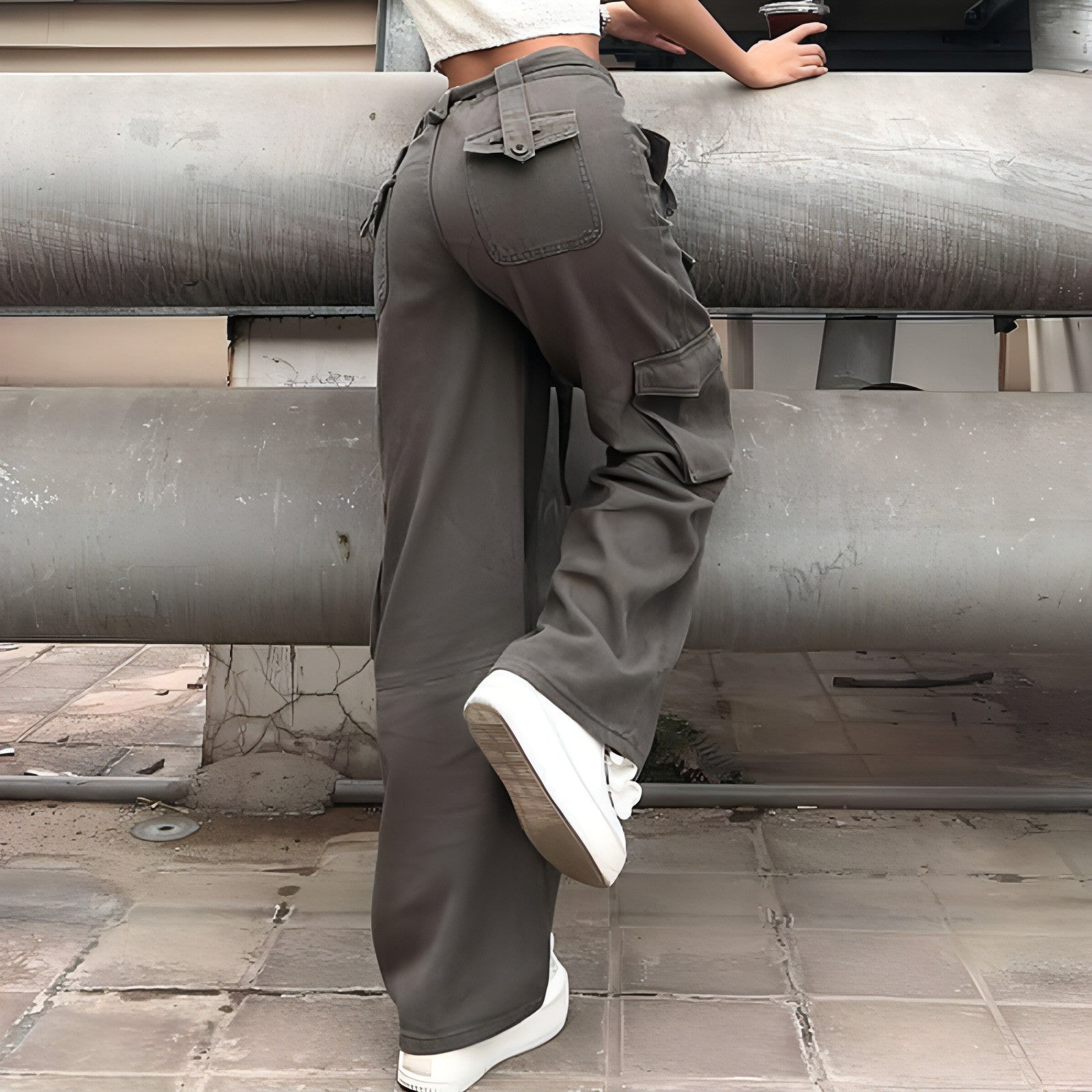 Vintage Multi Pocket Belt Casual Workwear Jeans Women | Carmine Juneberry