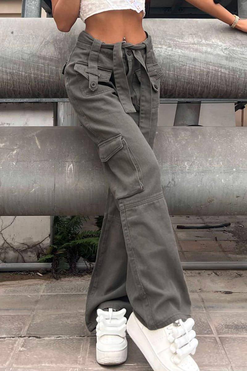 Vintage Multi Pocket Belt Casual Workwear Jeans Women | Carmine Juneberry