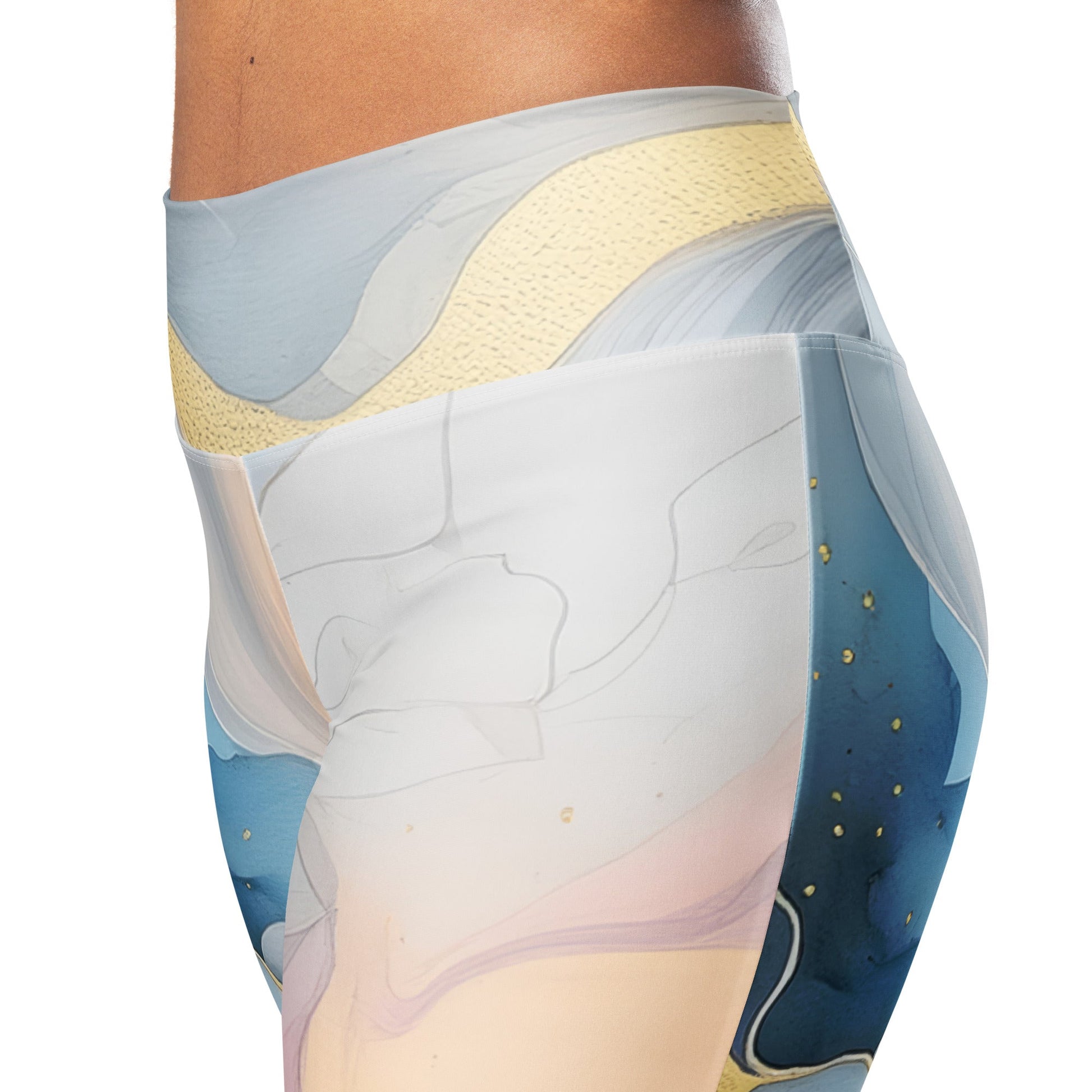 Womens Flare Leggings - Marble Cloud of Grey Pink Blue 72067 | Grey Coco