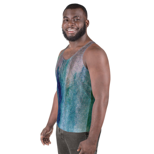 Mens Stretch Fit Tank Top - Blue Hue Watercolor Abstract Print