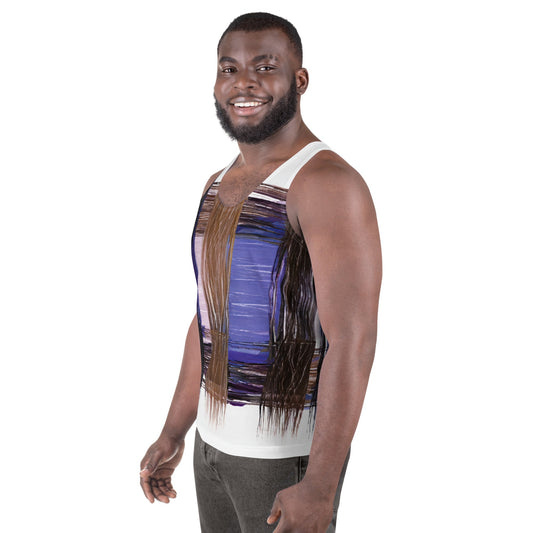 Mens Stretch Fit Tank Top - Rustic Brown Interweave Print