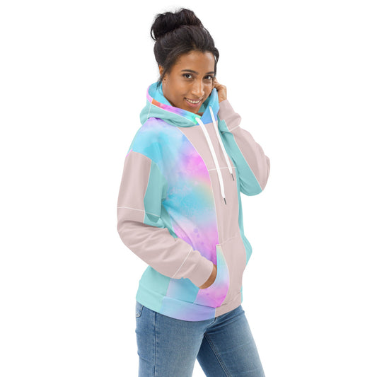 Womens Graphic Hoodie Pastel Colorblock Watercolor Illustration | Stylish & Comfortable