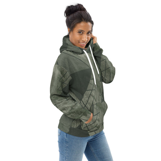Womens Graphic Hoodie Olive Green Triangular Colorblock | Trendy & Comfortable